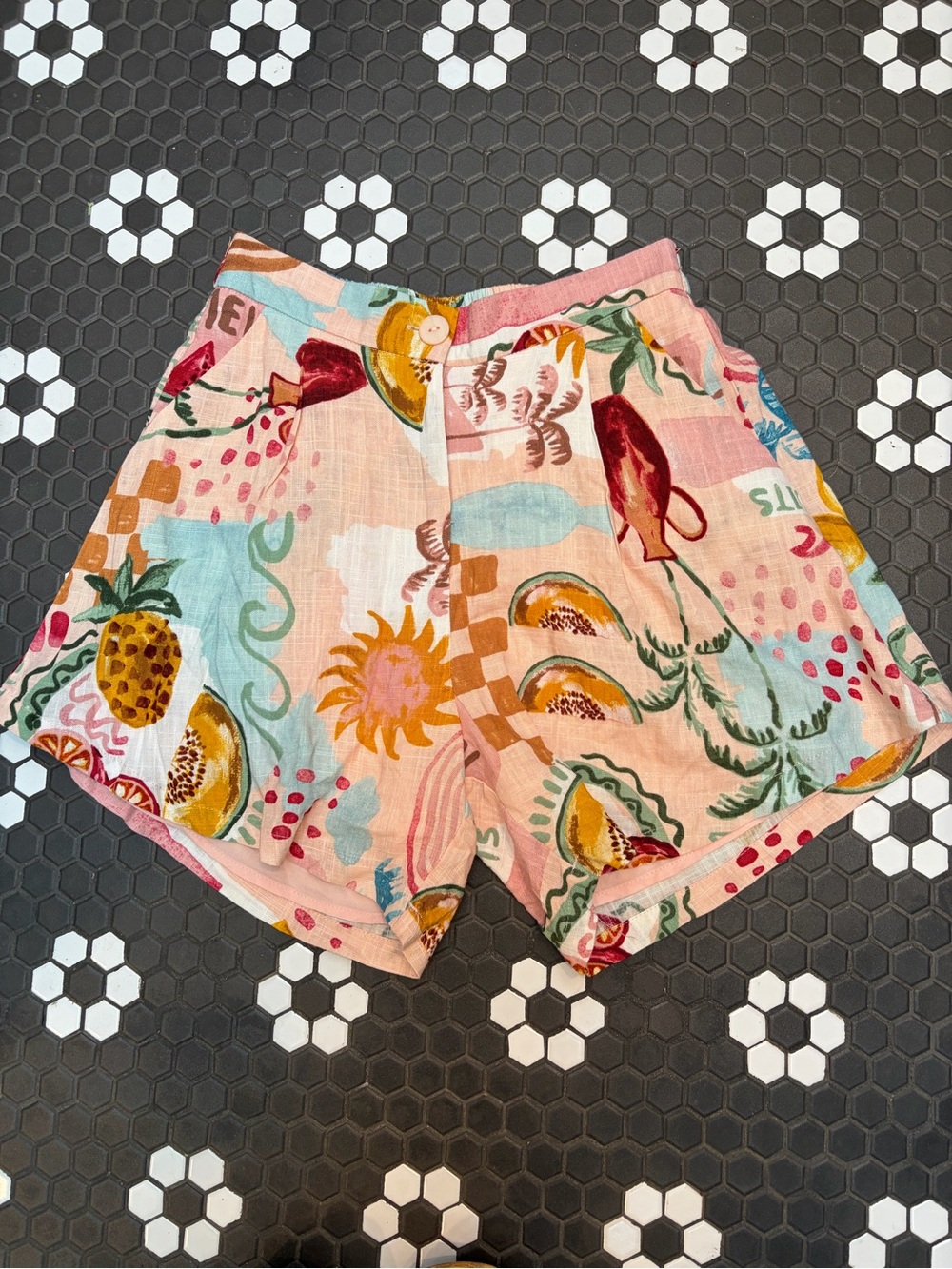 Anthropologie Paper Heart Les Fruits Tropical Pink Shorts Size S